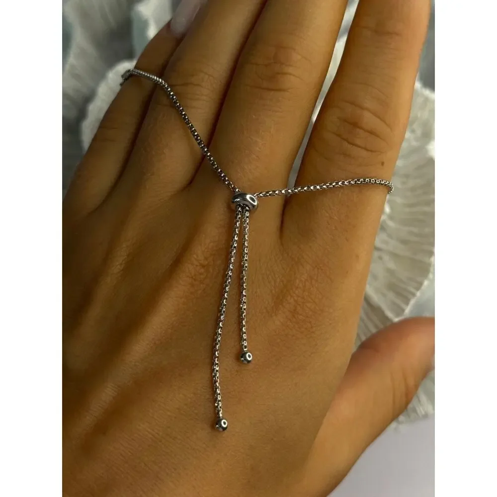 925 Sterling Silver Red & White Spinel Bracelet Sizable